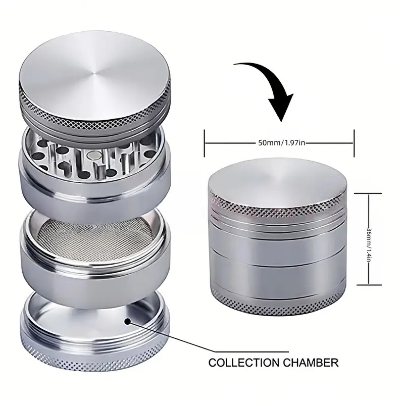   alloy 4 layer manual grinder with stainless steel mesh magnetic lid leakproof storage portable design     tool essential for mens   travel gear ideal gift for fathers day christmas travel gear sleek metallic   durable construction cigarette accessories Product details 3
