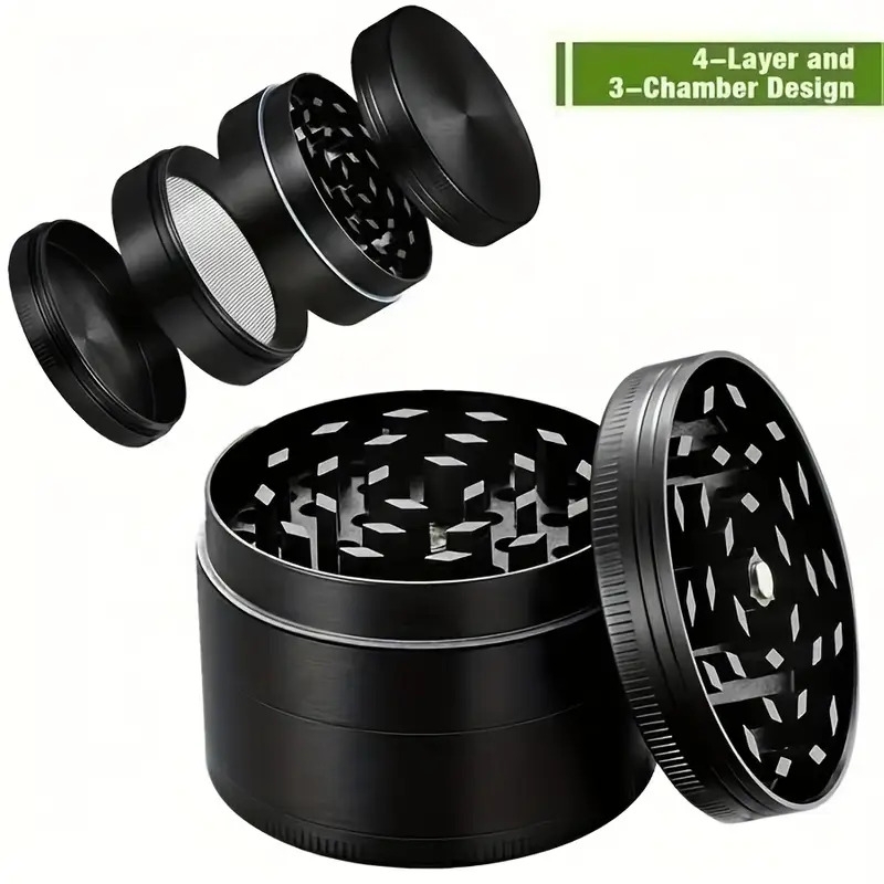   alloy 4 layer manual grinder with stainless steel mesh magnetic lid leakproof storage portable design     tool essential for mens   travel gear ideal gift for fathers day christmas travel gear sleek metallic   durable construction cigarette accessories Product details 1