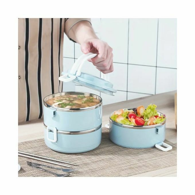 product_image_name-Generic-Boîte à Lunch, Boîte à Lunch En Acier Inoxydable à Trois Couches -bleu（3ème étage）-1