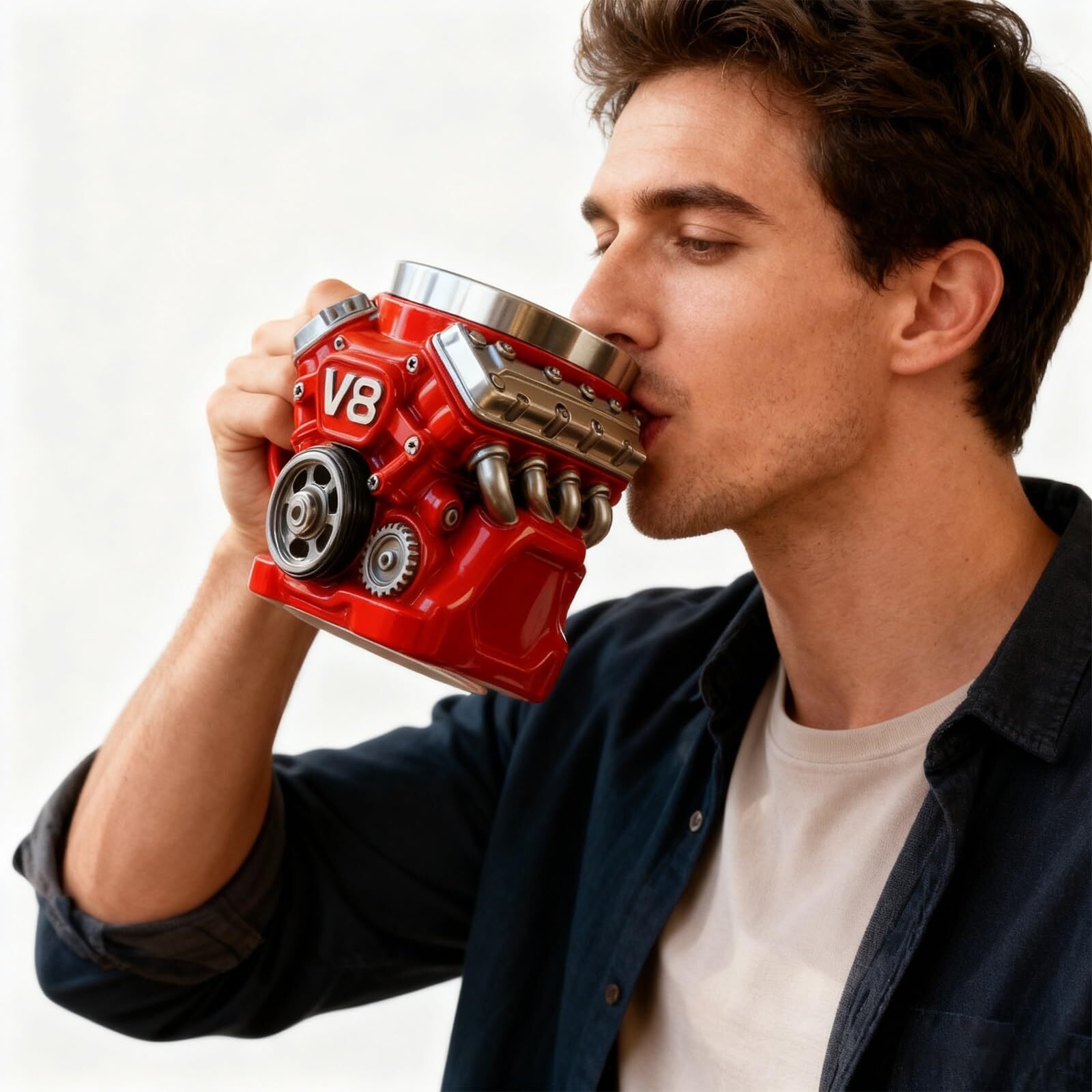 Person drinking from Mug