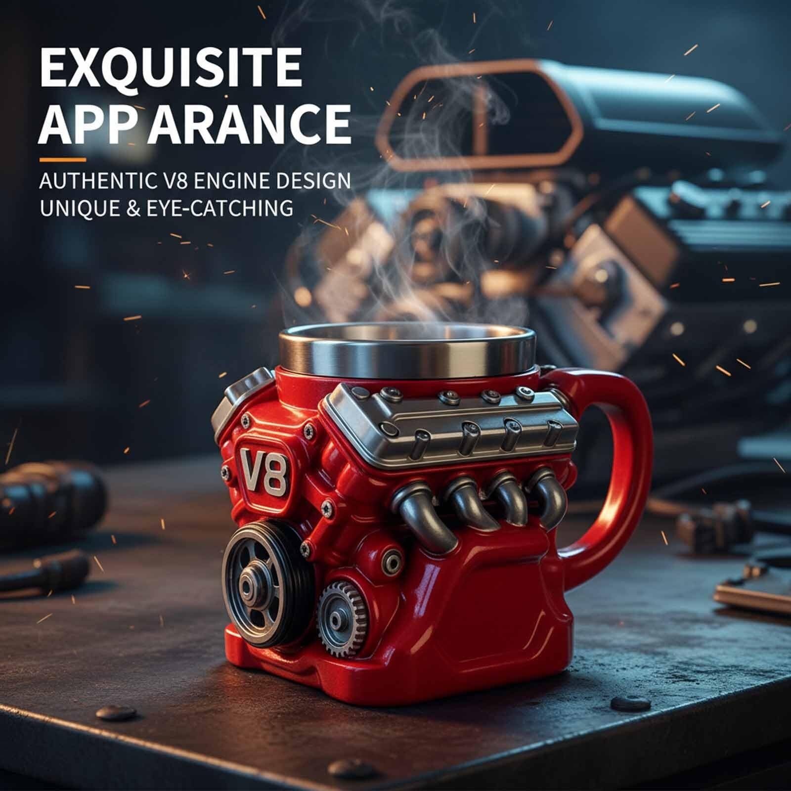 V8 Engine Mug Showcase