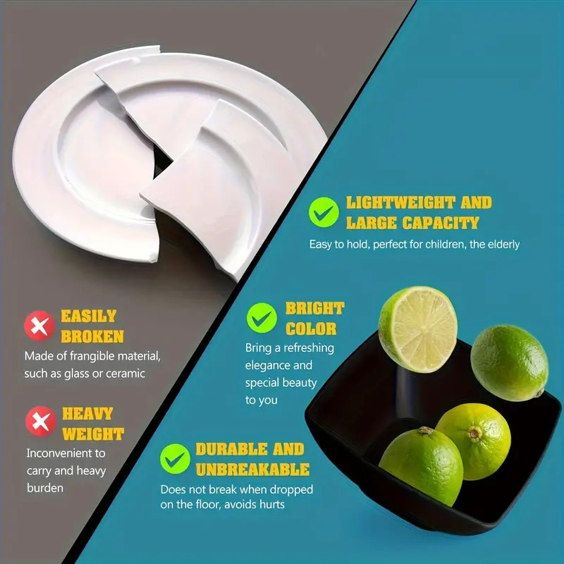 16件套pp塑料餐具 - 经典方形轻巧设计，坚固耐用的晚餐和沙拉盘、零食碗、杯子，可洗碗机清洗 - 完美适合圣诞节、万圣节、复活节、光明节及感恩节，最适合圣诞节，完美适合感恩节 商品详情 1