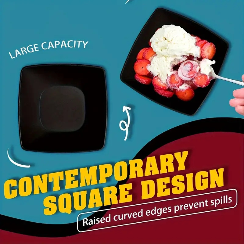 16件套pp塑料餐具 - 经典方形轻巧设计，坚固耐用的晚餐和沙拉盘、零食碗、杯子，可洗碗机清洗 - 完美适合圣诞节、万圣节、复活节、光明节及感恩节，最适合圣诞节，完美适合感恩节 商品详情 3