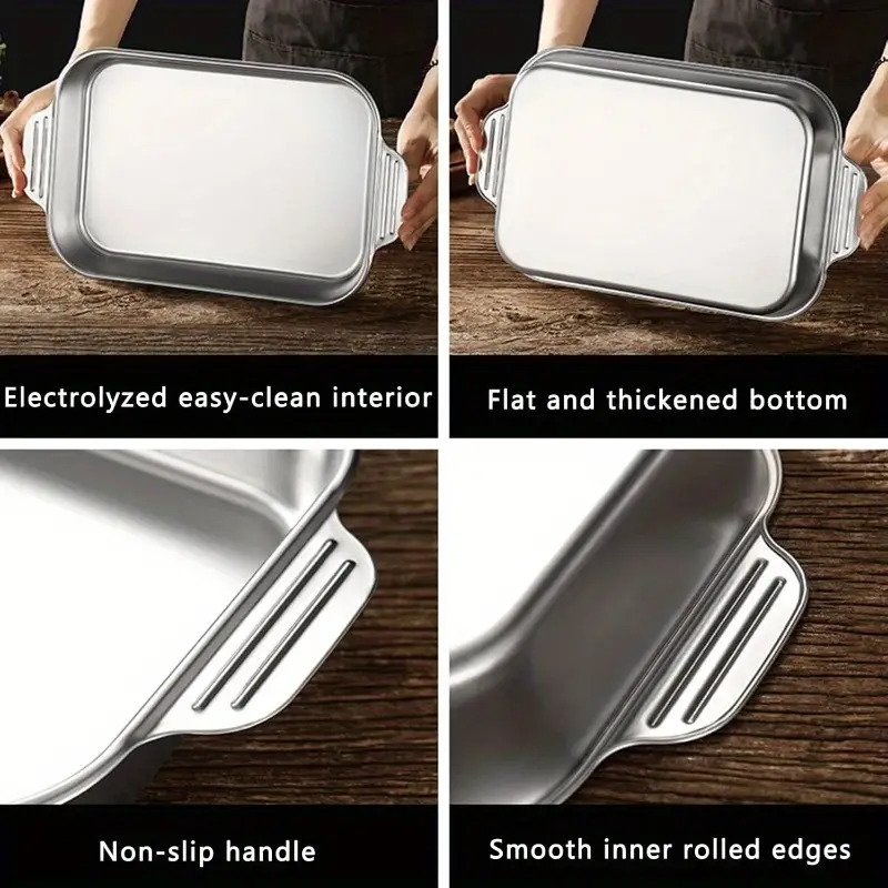 2/4/6pcs 超大重型不锈钢烤盘带盖 - 不粘,厚方形烤箱托盘,用于甜点、面包和海鲜 - 非常适合烧烤、自助餐服务托盘 | 宽敞的设计 | 不粘表面,烤箱托盘 商品详情 7