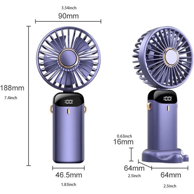 product_image_name-Generic-Portable Rechargeable Hand, Small Desktop Fan - Purple-2
