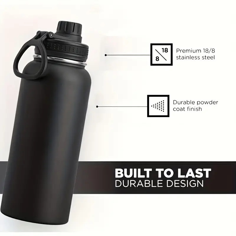 1pc 32oz stainless steel insulated water bottle perfect for sports and outdoor activities christmas and halloween holiday gifts details 0