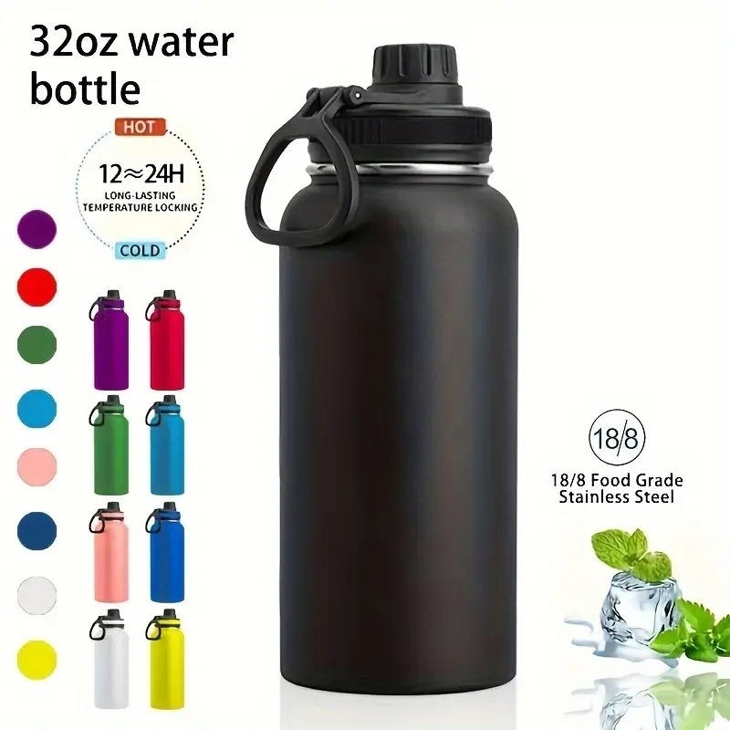1pc 32oz stainless steel insulated water bottle perfect for sports and outdoor activities christmas and halloween holiday gifts 0
