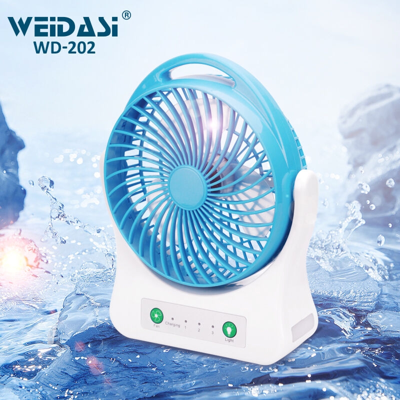 Factory Price Electric 3 Speed Control Usb Table Fan Portable Mini Hand Rechargeable Fan with Light