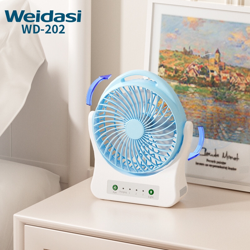 Factory Price Electric 3 Speed Control Usb Table Fan Portable Mini Hand Rechargeable Fan with Light