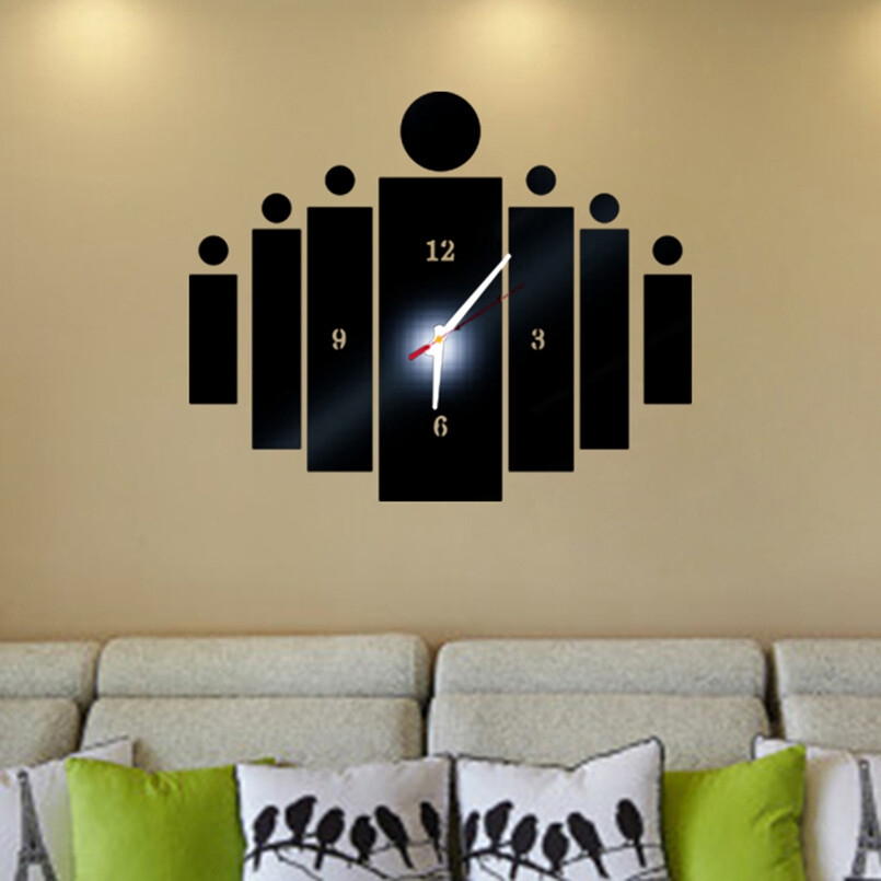Modern Design Art Acrylic Mirror Mute Digital Quartz Watch DIY Detachable 3D Wall Sticker Living Room Decoration Wall Clock