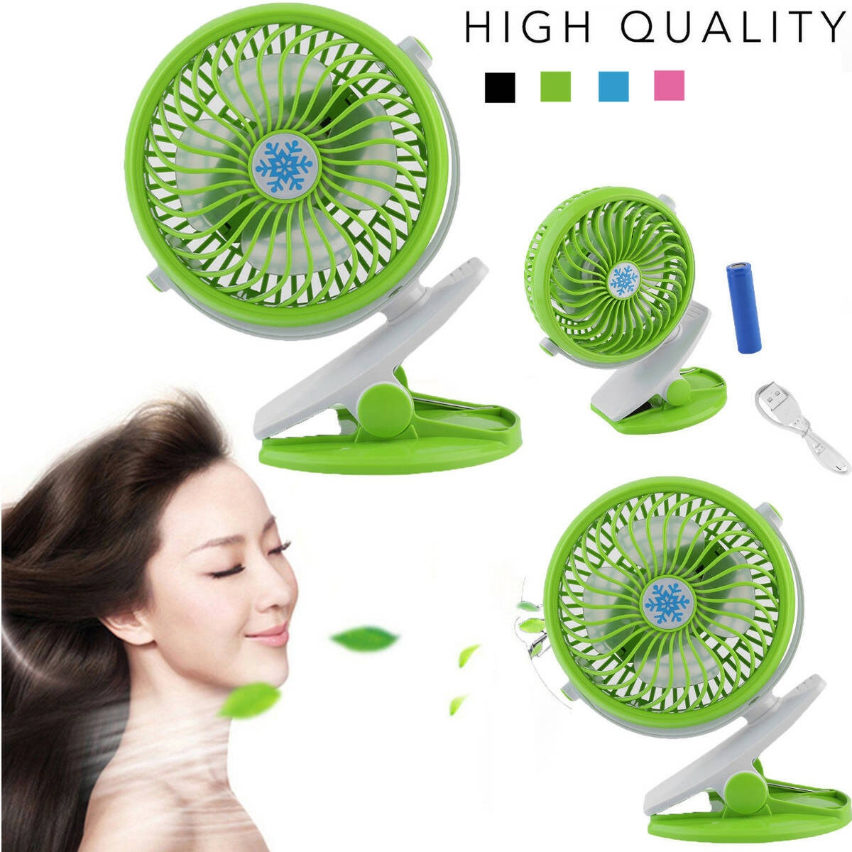 Clip On Oscillating Fan Rechargeable USB Desk Fan Stroller Mini Portable Personal Fan