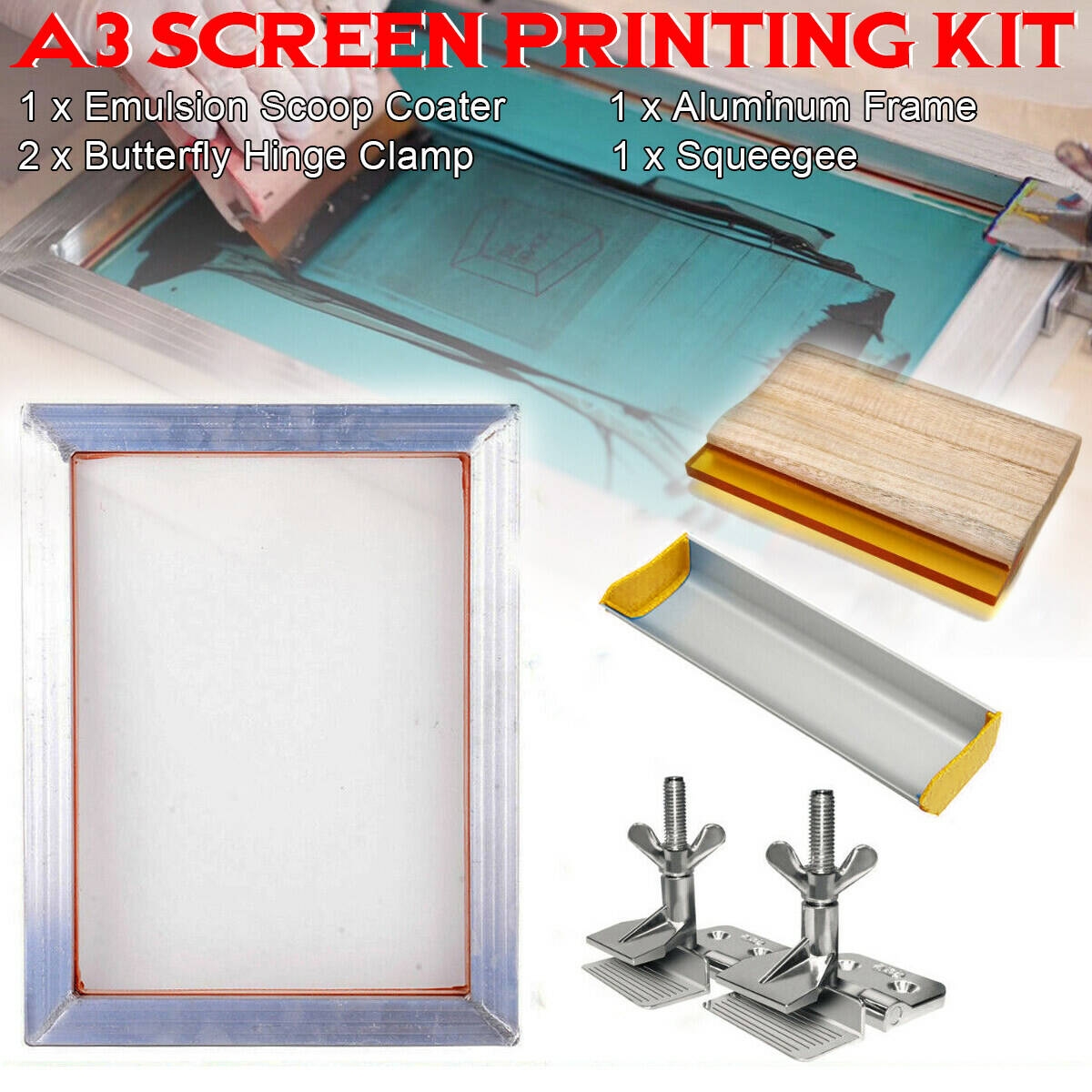 Water Resistant and Solvent Resistant Photo Emulsion - Screen printing  frame, Screen printing squeegee, Screen printing mesh