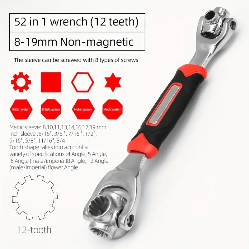 1 set universal socket wrench 52 in 1 adjustable multi functional socket wrench multi purpose wrench household hardware tool 52 in 1 8 19 6