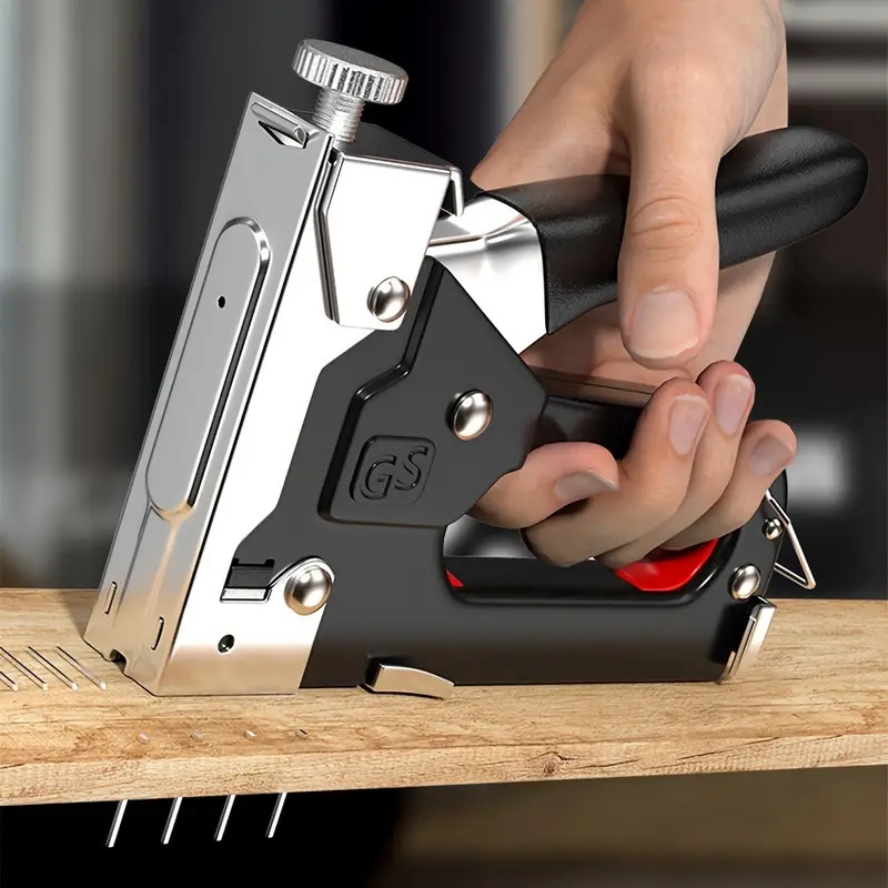 1pc heavy duty nailing machine stapler shooting nail gun manual nail gun nail gun which used to install t shaped nails u shaped nails i shaped nails and n shaped nails suitable for decoration furniture wooden etc details 3