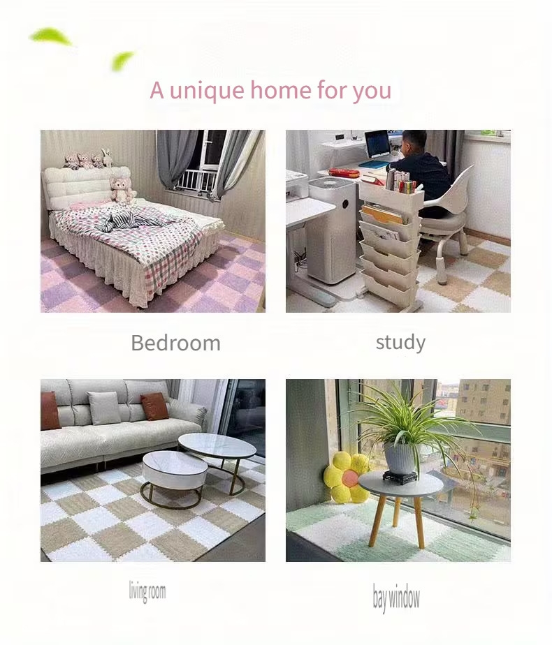 12pcs thickened plush bedroom living room room bedside carpet mat closet tatami bay window cuttable full coverage for rental house renovation Product details 0