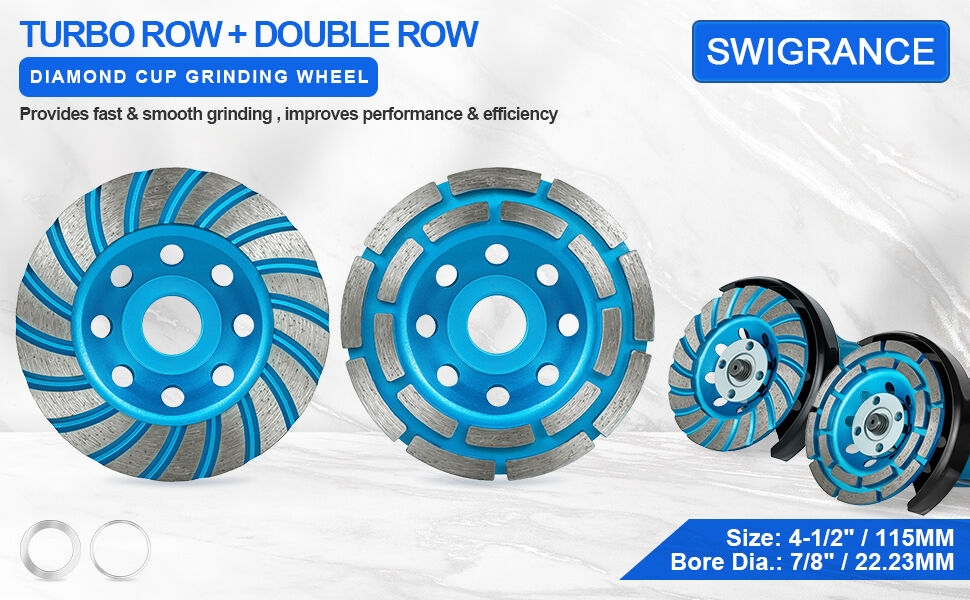 Diamond Concrete Grinding Cup Grinder Wheels 115mm Masonry Marble Granite Brick Shaping Turbo Row