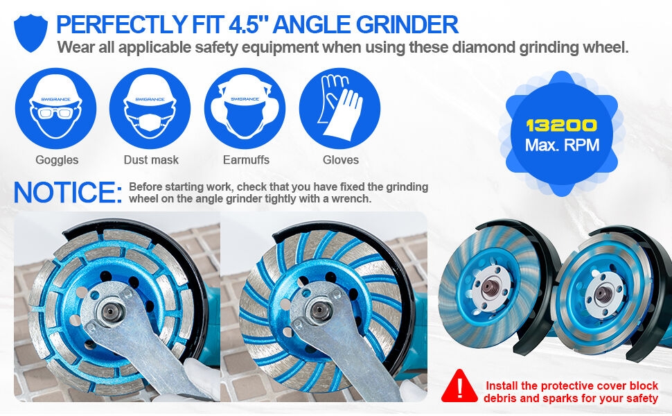 Diamond Concrete Grinding Cup Grinder Wheels 115mm Masonry Marble Granite Brick Shaping Turbo Row