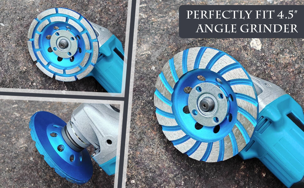 SWIGRANCE 2Pcs Diamond Concrete Grinding Cup Wheels 115mm Set Double Row + Turbo Row Segment