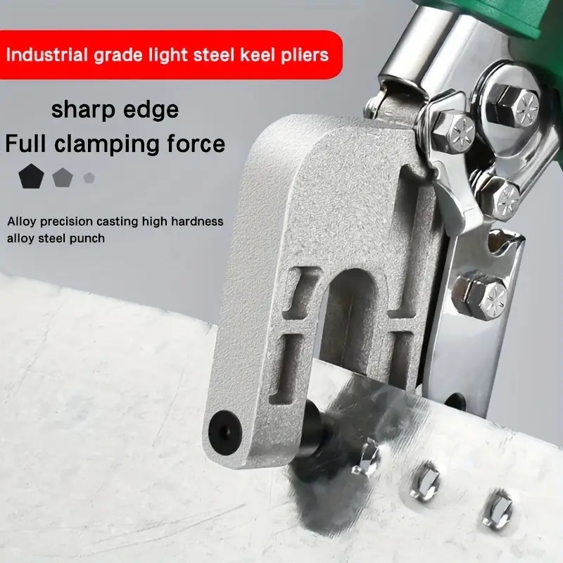 专业级高碳钢龙骨钳带橡胶握把 - 重型合金冲击铆钉及天花板打孔器，适用于家居装饰、隔间墙及广告安装 商品详情 2