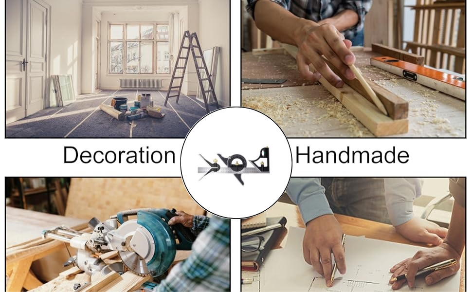 Sliding combination square ruler, perfect for 45° and 90° angle measurements in woodworking