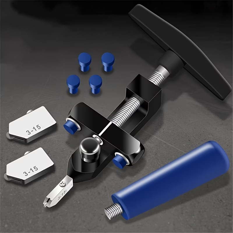 2 in 1 manual glass tile cutter with diamond roller wheel precision cutting tool for diy construction adjustable metal base clamps lightweight portable design sturdy frame blue screws construction equipment ergonomic handle durable Product details 2