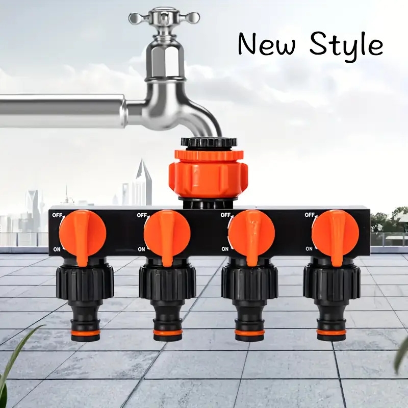 重型4路户外水管分流器，带独立开关阀 - 防漏水龙头连接件，美/欧标准螺纹适用于草坪、花园、洗车、泳池 - 重型结构承载大流量，水管分流器 商品详情 4