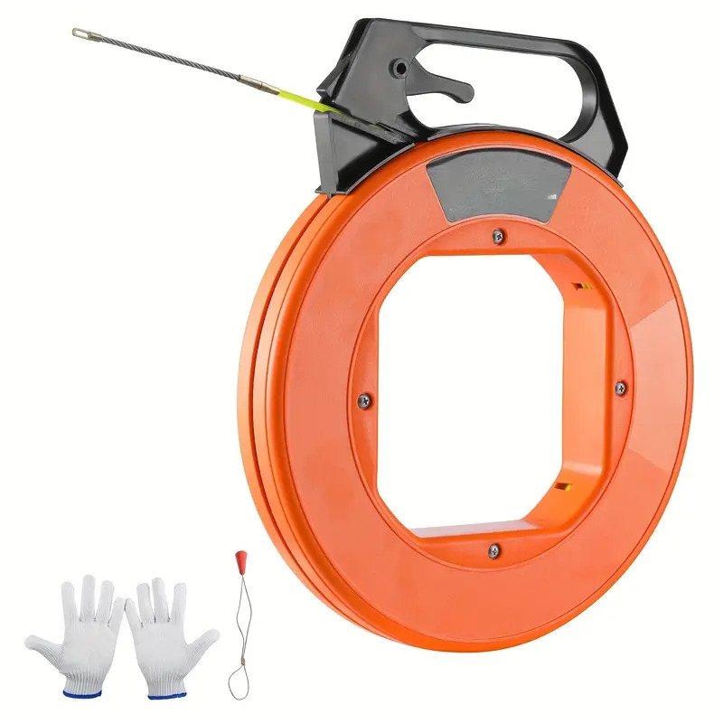 100ft fiberglass fish tape with grip routing tool inch orange pe material ideal for aquariums walls and electrical ducts fish tape tool easy handling design fiberglass tape details 1