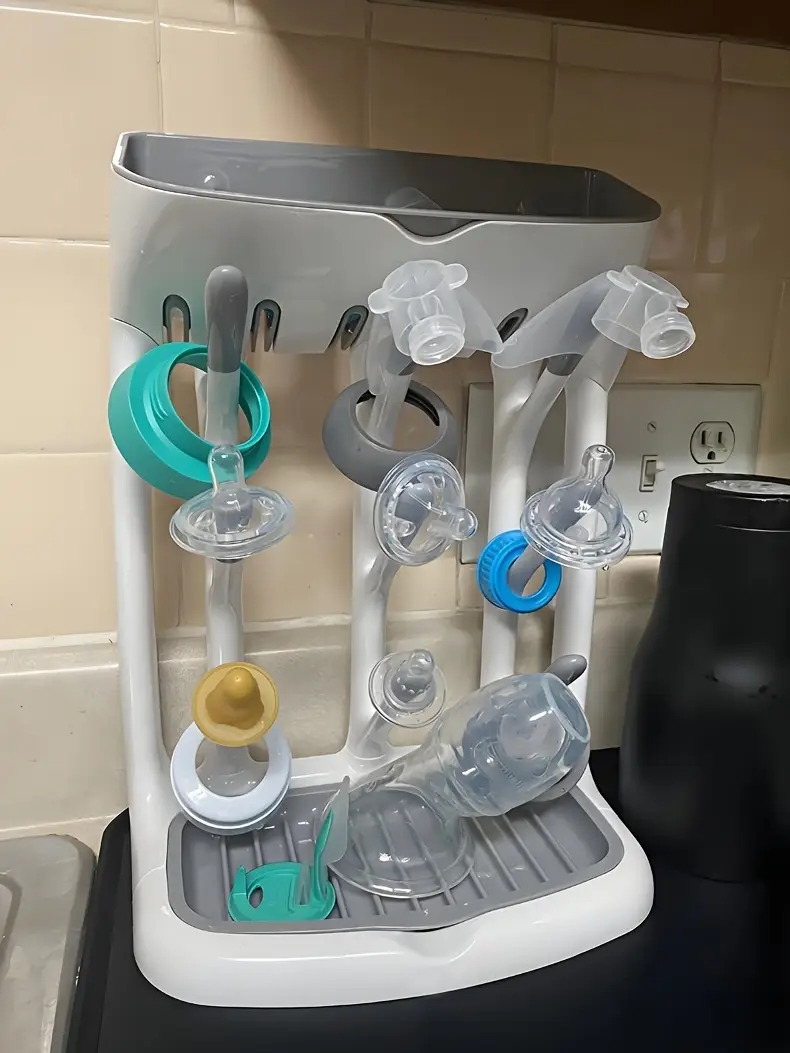 瓶子干燥架，储物架，可容纳多达9个瓶子、奶嘴、吸乳器部件及其他配件，立式设计占地小巧节省柜台空间 商品详情 2