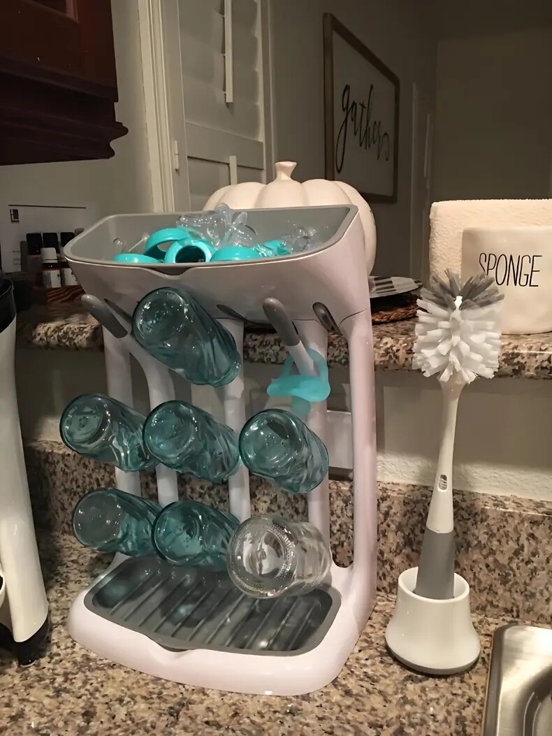 瓶子干燥架，储物架，可容纳多达9个瓶子、奶嘴、吸乳器部件及其他配件，立式设计占地小巧节省柜台空间 商品详情 12