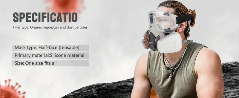 respirator mask reusable mask filters/safety glasses paint details 7