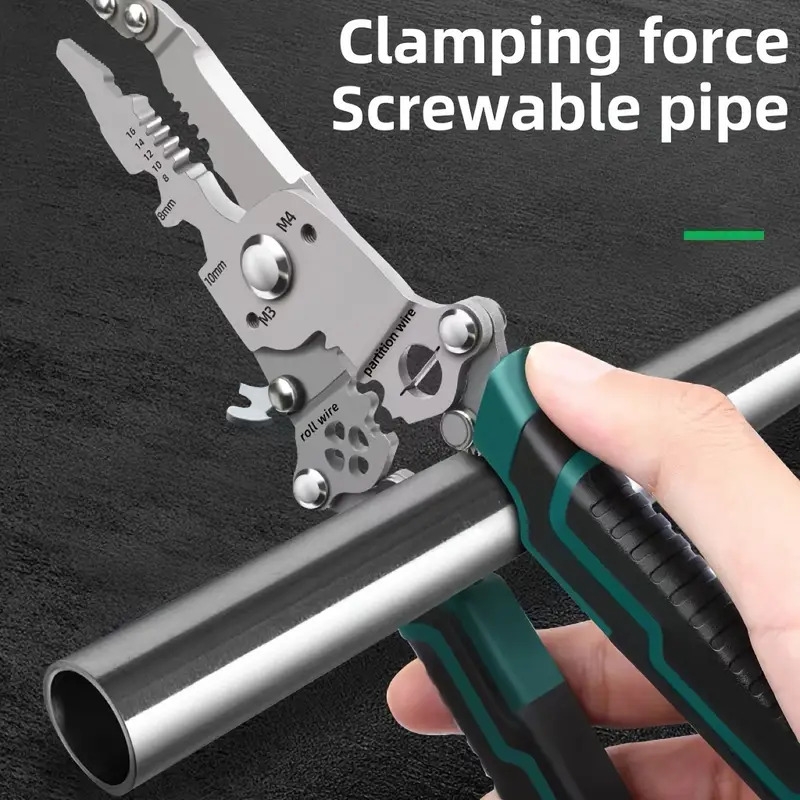 1pc promaster multifunctional wire stripper cutter foldable metal tool with hook knife screwdriver wrench quick wire stripping and cutting electrician hand tool Product details 3