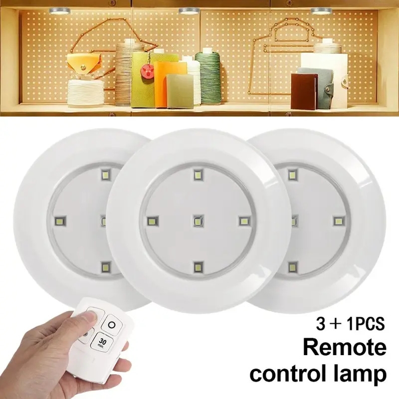 4pcs wireless led puck lights for cabinets closets pantry kitchen without battery needed 4