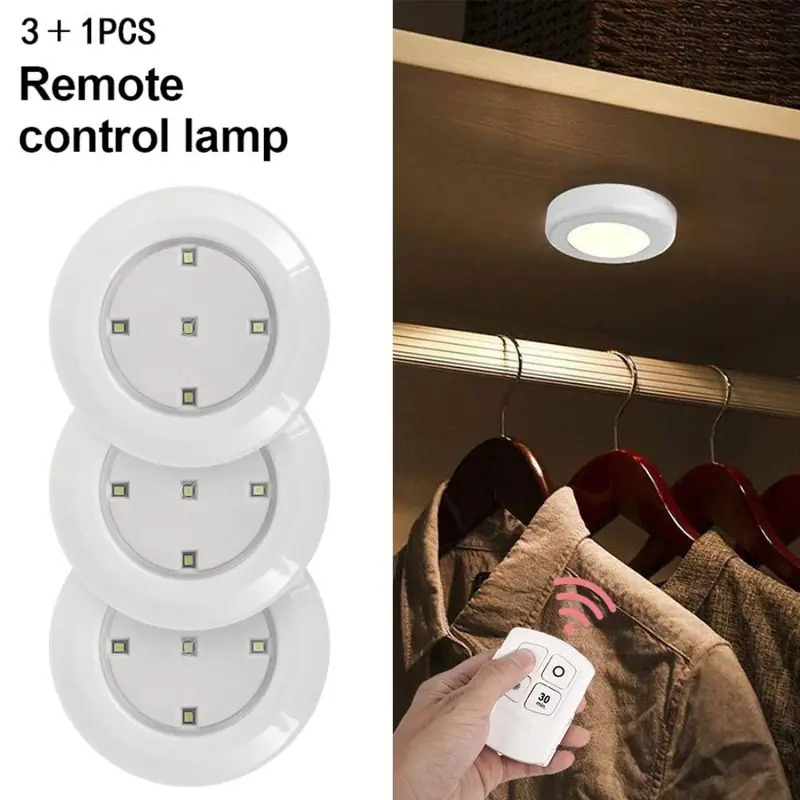 4pcs wireless led puck lights for cabinets closets pantry kitchen without battery needed 1