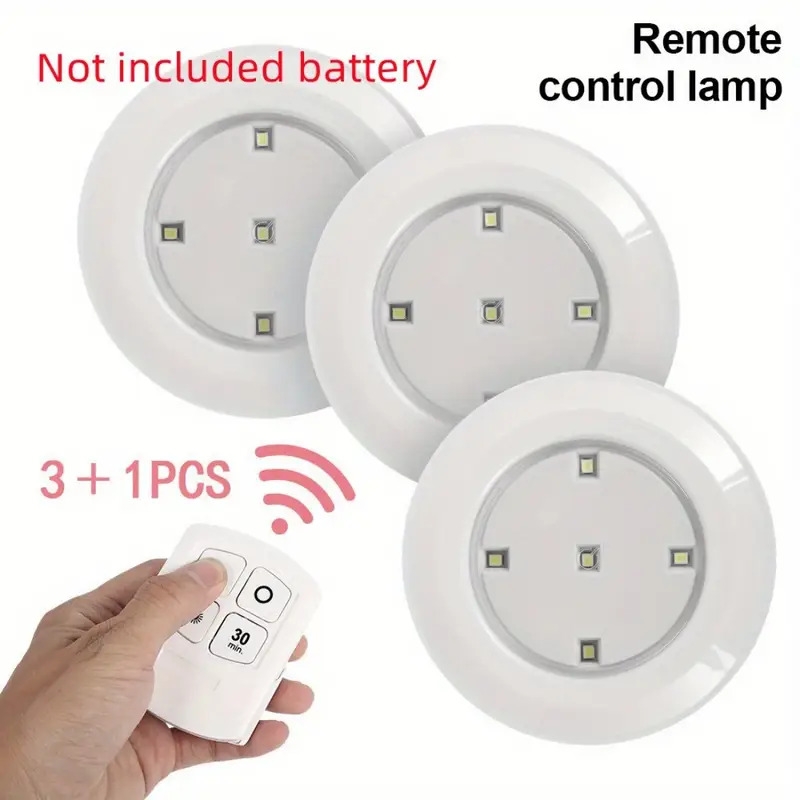 4pcs wireless led puck lights for cabinets closets pantry kitchen without battery needed 2