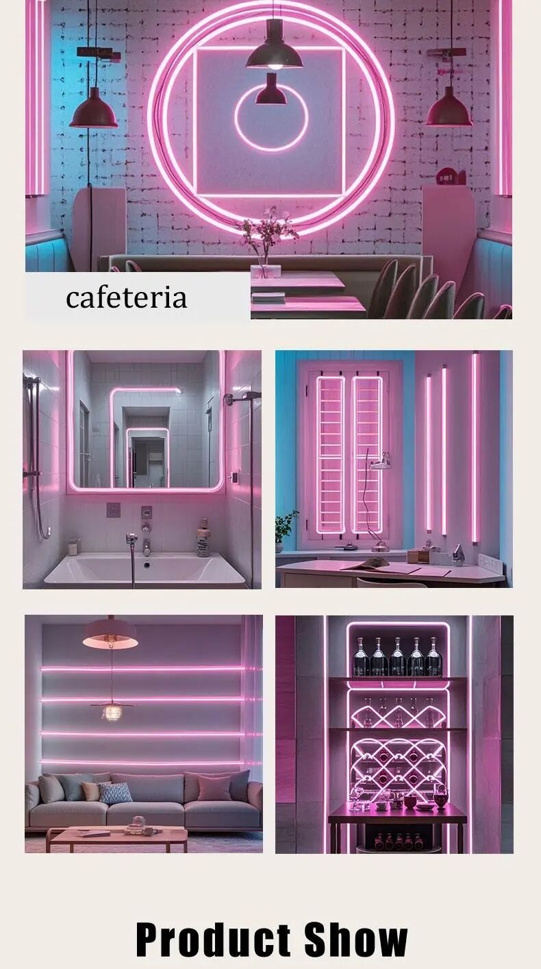 1条粉色led霓虹灯带，usb供电，带按钮控制，安全电压5v，适合生日派对装饰和圣诞户外活动 - 无需电池 详情 9