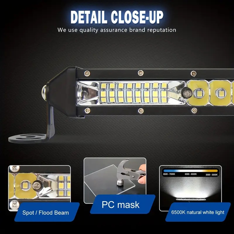 10inch led driving offroad light bar spot flood combo work truck suv atv details 2