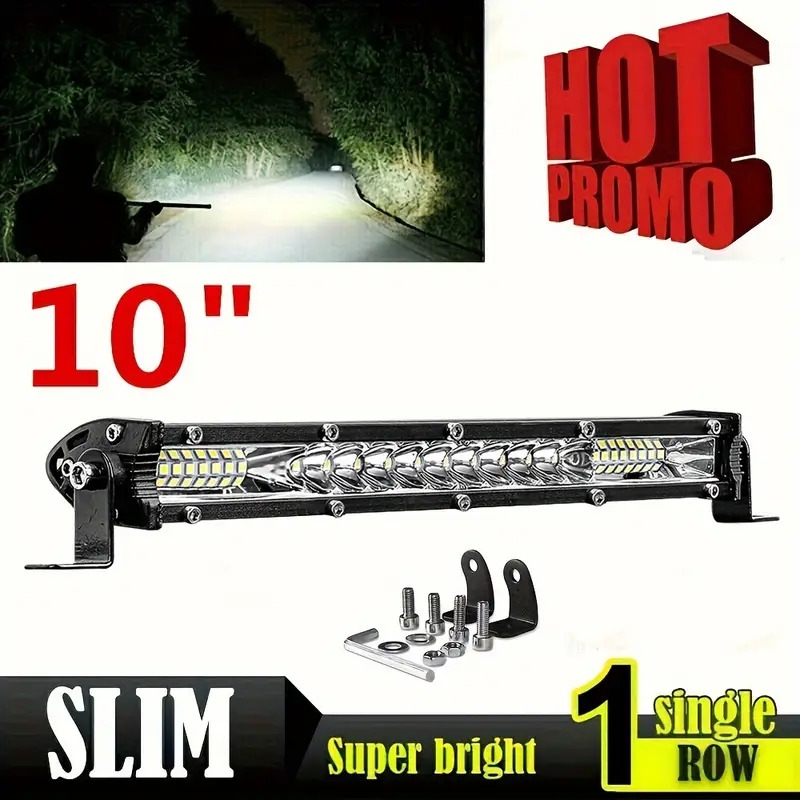 10inch led driving offroad light bar spot flood combo work truck suv atv 0