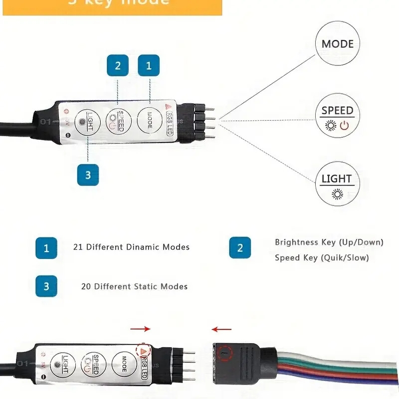 1件套196inch适用电视led背光22-65英寸,智能电视led灯有8种颜色可调光,动态模式,敏感和可调。电视灯条适用于游戏室,电视背景装饰,环境照明 7