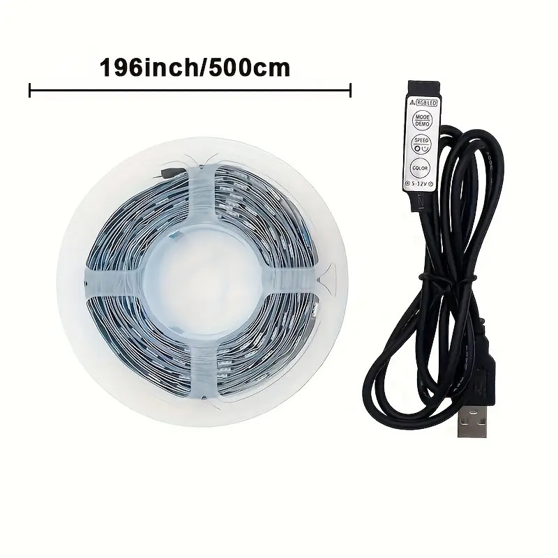 1件套196inch适用电视led背光22-65英寸,智能电视led灯有8种颜色可调光,动态模式,敏感和可调。电视灯条适用于游戏室,电视背景装饰,环境照明 1