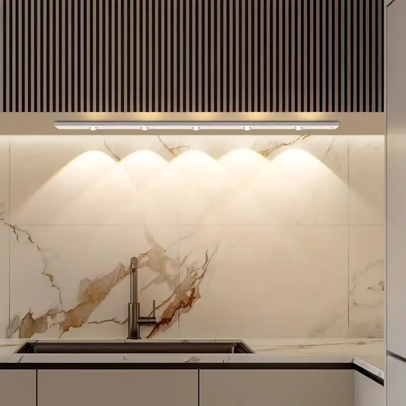 1个现代led感应柜灯，带磁吸usb充电，无线运动检测，超薄纤薄设计，3色可调led，适用于厨房、衣柜、浴室、展示柜的磁吸天花板/墙壁/床头照明——节能智能照明，带运动感应和usb供电操作 商品详情 5