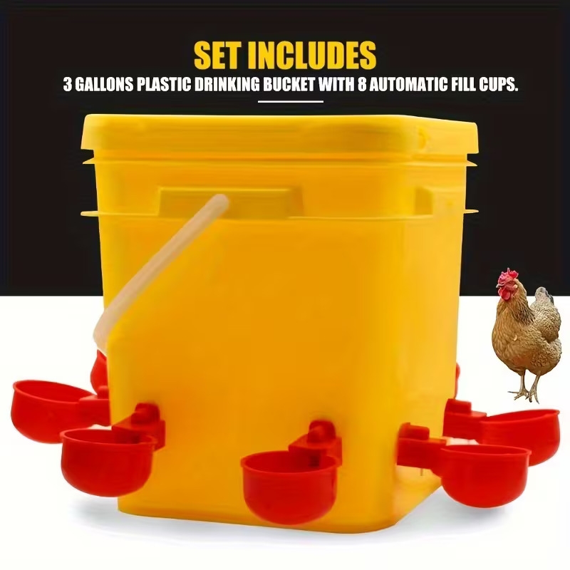 easy to clean poultry waterer with multiple drinking cups durable plastic no battery required ideal for chickens ducks and geese 10 cups for feeding and hydration chicken waterer Product details 1