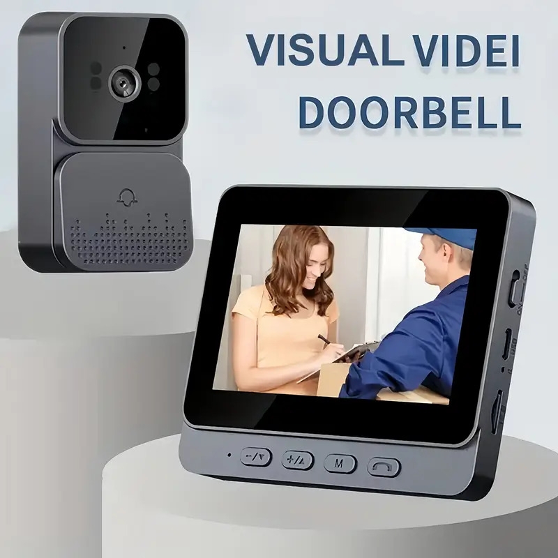 video doorbell with intercom visual doorbell camera with 4 3 inch screen household infrared night way long battery easy connection app Product details 2