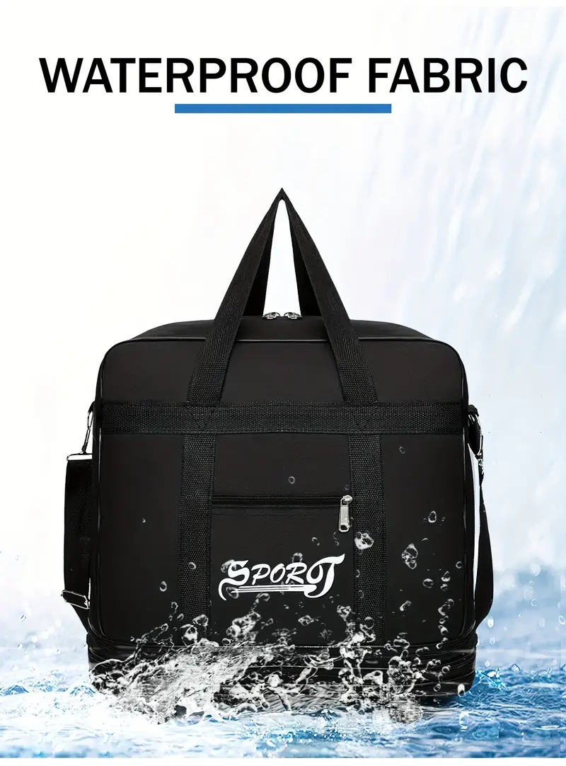 1pc waterproof folding portable travel bag with wheels multilayer large capacity trolley suitcase bag lightweight business duffel bag details 3