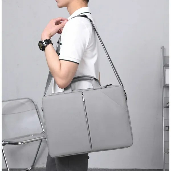 pro midzip laotop bag grey male model display