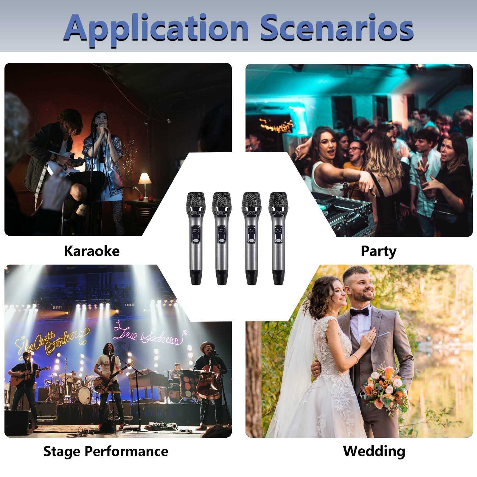BMG Best 4 Channel Wireless Microphone Mic Cordless 4 Headset Handheld And 1 Receiver For Karaoke/Speech/Teaching