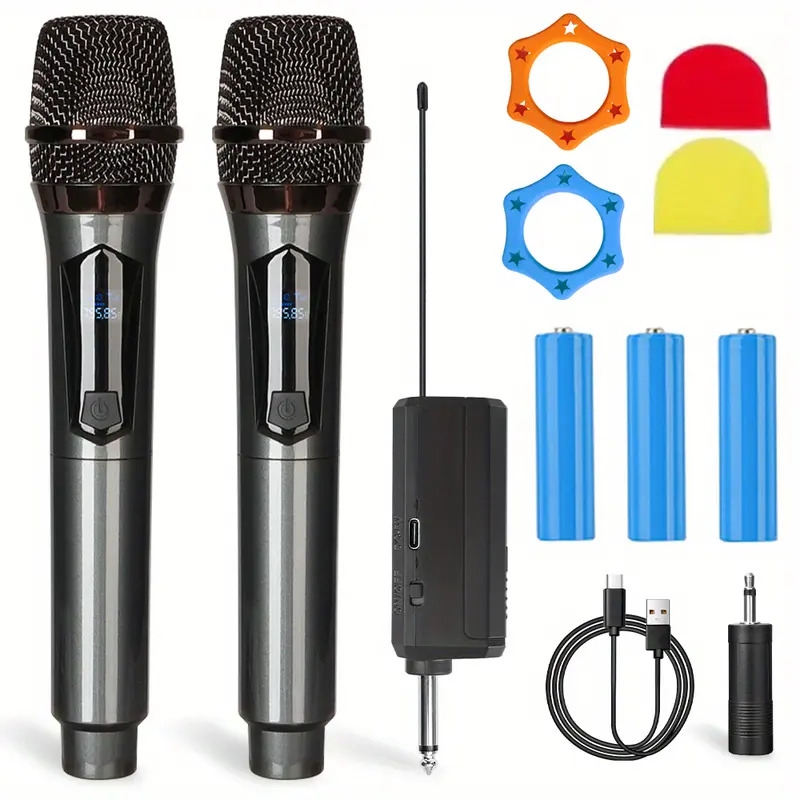 wireless microphone for karaoke party home meeting church school show with rechargeable lithium battery receiver details 2