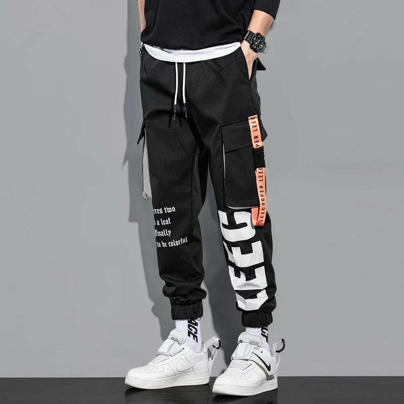 Generic Letter Ribbon Sports Hip Hop Jogging Men's Cargo Pants Men's ...