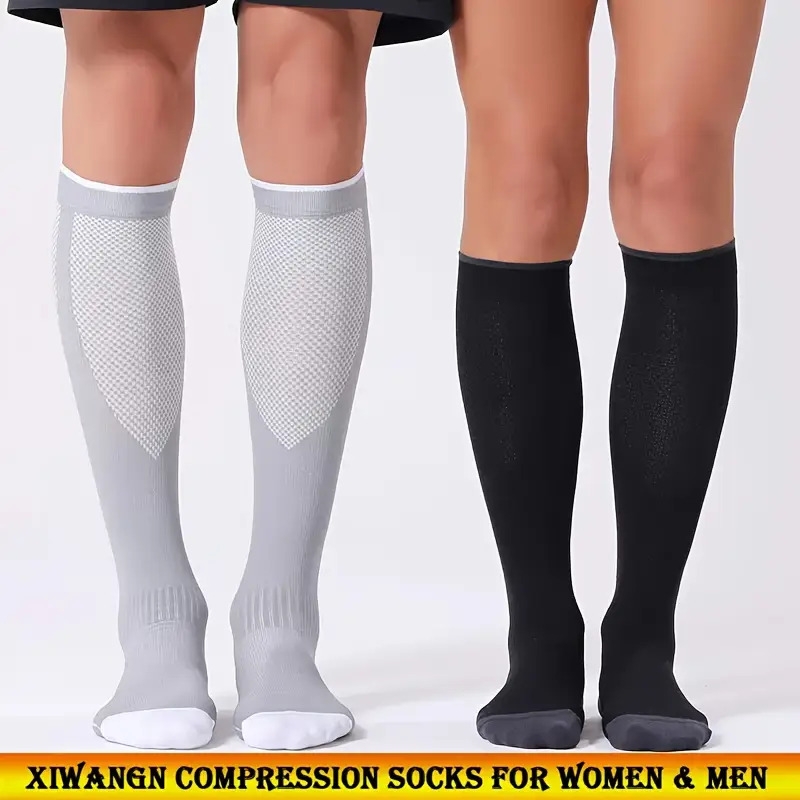 男女通用压缩袜，20-30毫米汞柱膝高循环支撑袜，适合跑步护理旅行运动——柔软透气, 女士压缩袜, 男士压缩袜, 女士加大码压缩袜, 女士加大码压缩袜, 女士压缩袜, 航空旅行用压缩袜, 男士压缩袜, 压缩袜, 大码压缩袜, 飞行压缩袜, 女士压缩袜, 压缩袜, 旅行用压缩袜, 女士压缩袜, 万圣节加压袜大码, 膝上压缩袜, 圣诞压缩袜, 腿部循环辅助,无缝设计,舒适贴合,仅限手洗,透气面料,医疗工作者 商品详情 2