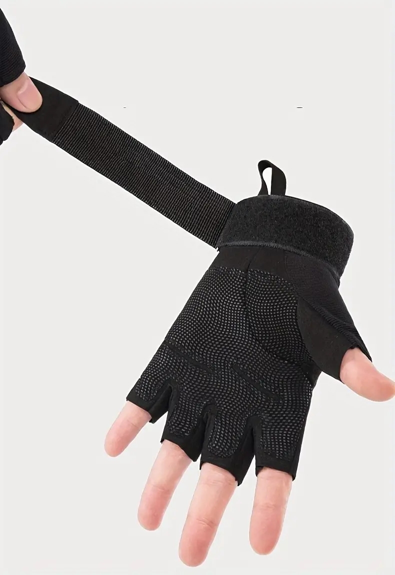 sports half finger gloves for men and women fitness grip outdoor fishing thickened semi open finger gloves cool black details 1