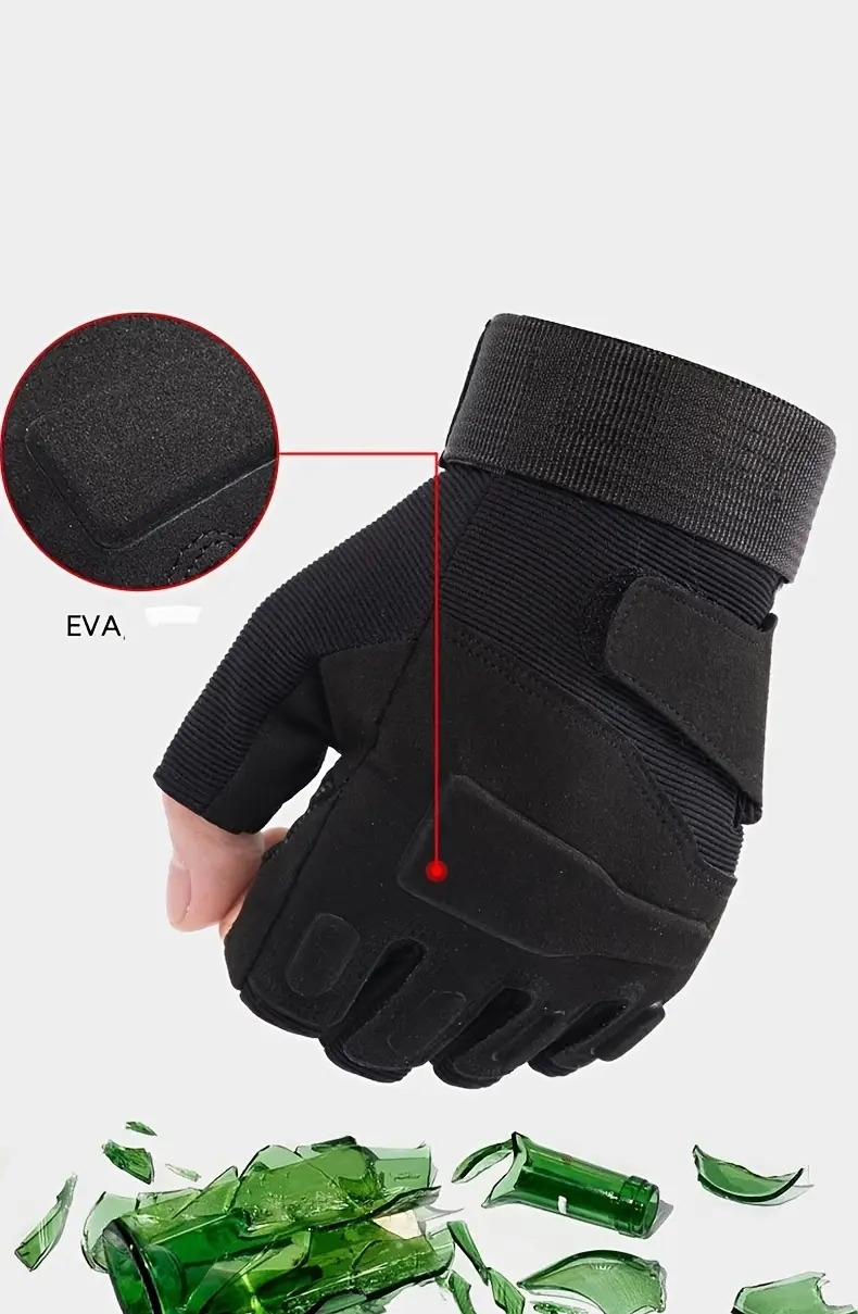 sports half finger gloves for men and women fitness grip outdoor fishing thickened semi open finger gloves cool black details 0